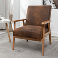 25.38'' Wide Classic Mid Century Modern Arm Chair, Light Brown Light Brown Microfiber