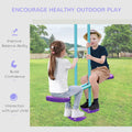 Outsunny Metal Swing Set With Glider, Two Swing Seats And Adjustable Height, Outdoor Heavy Duty A Frame Suitable For Playground, Backyard, Purple Purple Metal