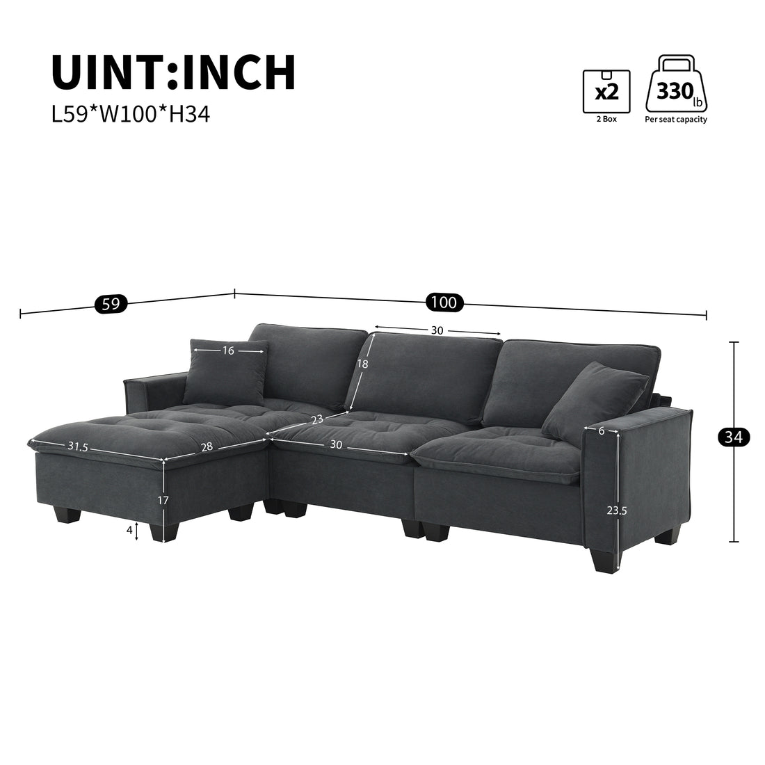 6006E Package Dark Gray Suede 1 Seat
