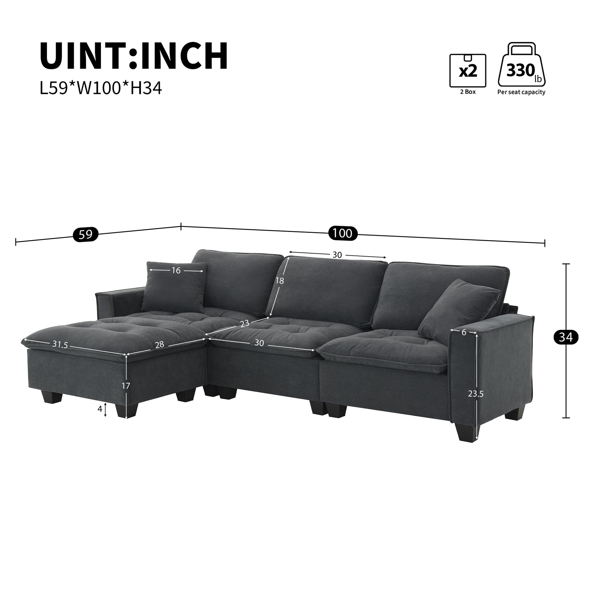 6006E Package Dark Gray Suede 1 Seat