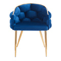 Luxury Handmade Accent Chair With Gold Legs, Modern Velvet Armchair For Living Room And Bedroom Blue Foam Velvet