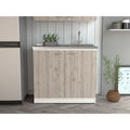 Freestanding Sink, Double Door Cabinet, Two Shelves, White Light Gray Multicolor Solid Wood Mdf Engineered Wood