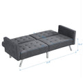 Sofa Bed Convertible Folding Dark Grey Lounge Couch Loveseat Sleeper Sofa Armrests Living Room Bedroom Apartment Reading Room Dark Gray Linen 2 Seat