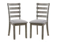 Gray Color Dining Chairs Padded Seat Set Of 2Pc Side Chair Ladder Back Kitchen Dining Room Wire Brushed Finish Gray Dining Room Classic,Modern,Transitional Dining Chairs Rubberwood Ladder Back Set