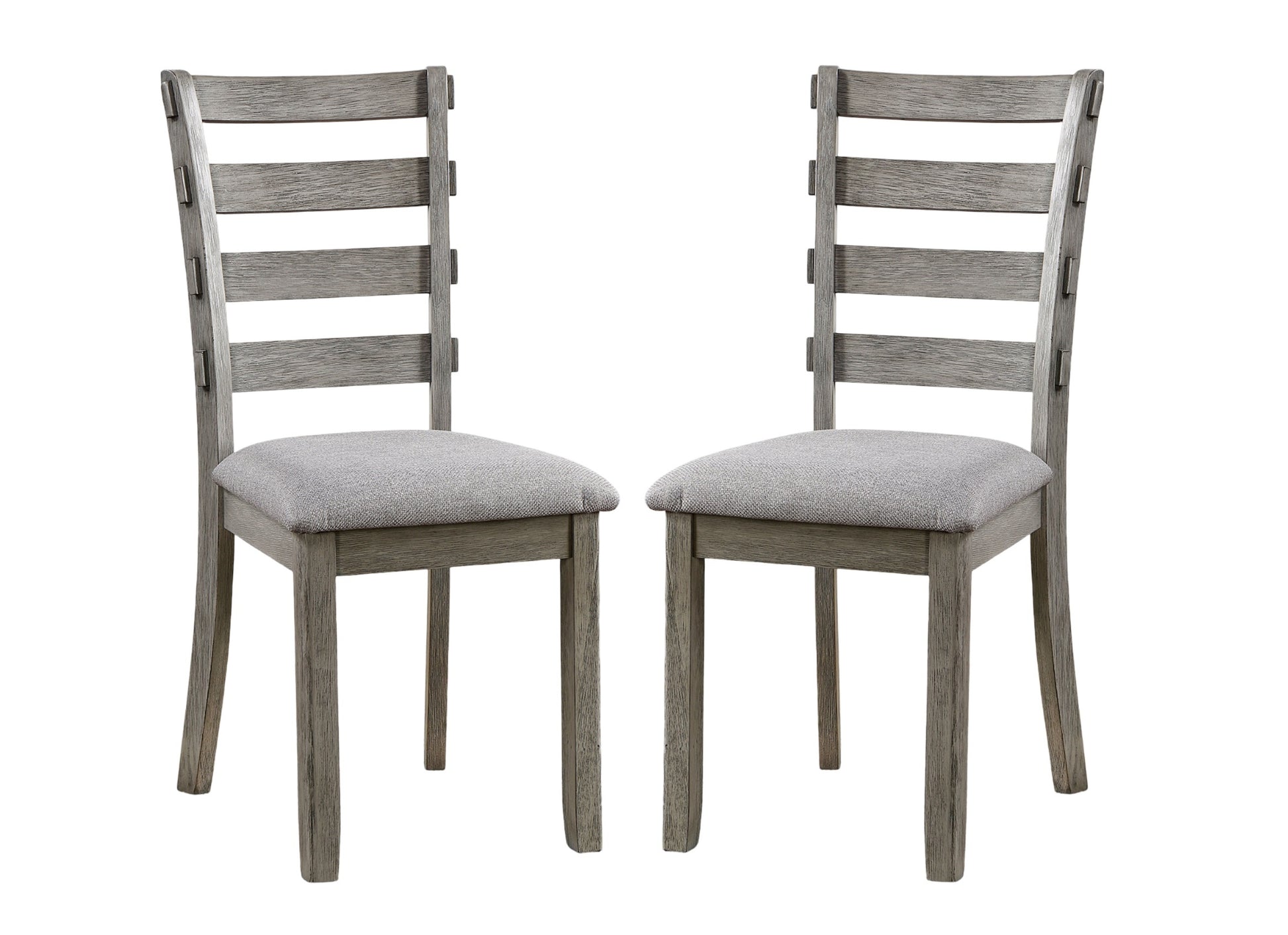 Gray Color Dining Chairs Padded Seat Set Of 2Pc Side Chair Ladder Back Kitchen Dining Room Wire Brushed Finish Gray Dining Room Classic,Modern,Transitional Dining Chairs Rubberwood Ladder Back Set