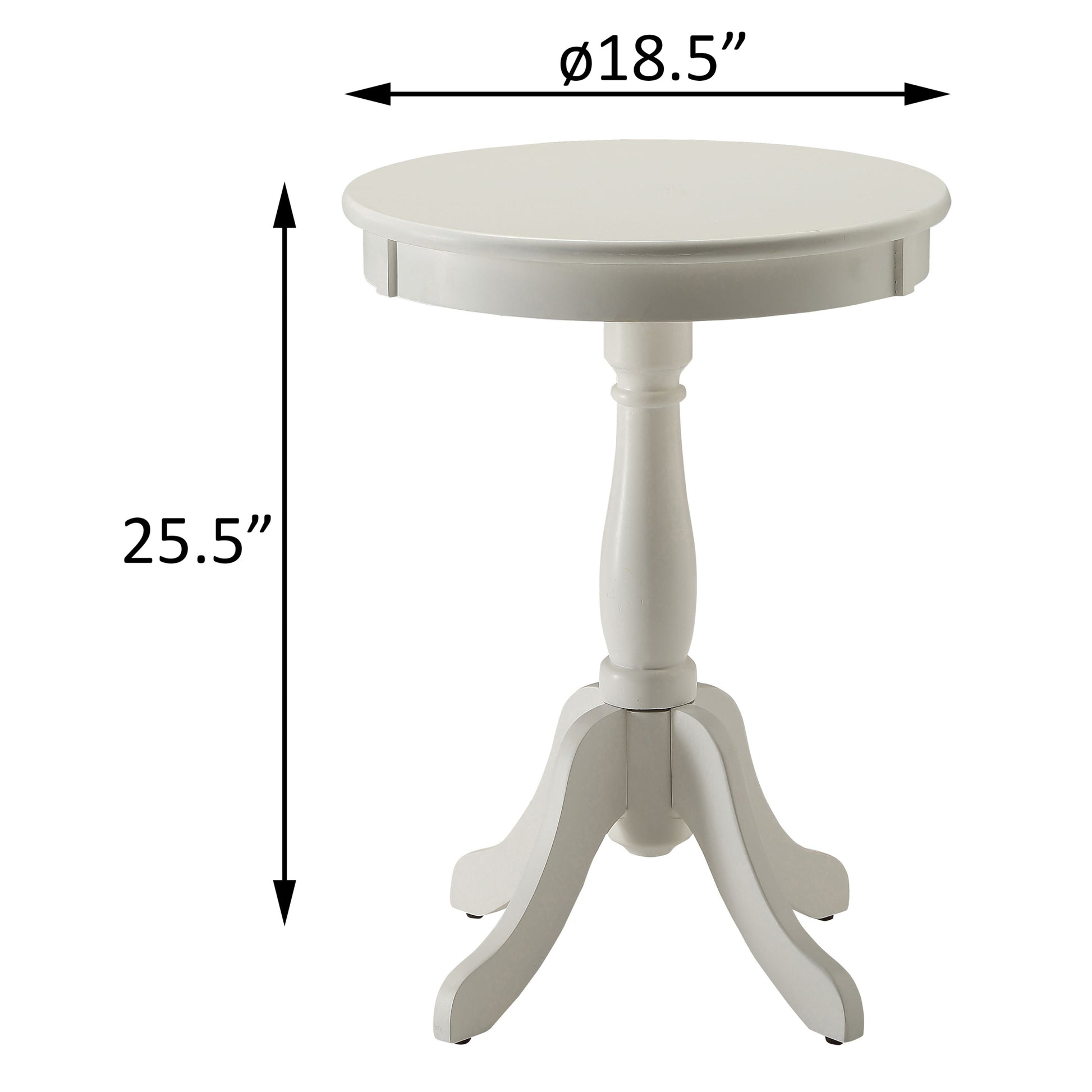 White Side Table With Turned Pedestal White White Primary Living Space Traditional Round Wood Pedestal
