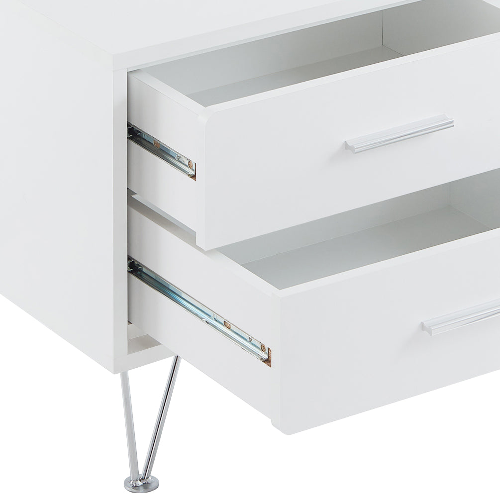 Deoss White Finish Accent Table White Mdf,Metal