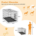 Dog Crate With Divider Panel,36 Inch Double Door Folding Metal Wire Dog Cage With Plastic Leak Proof Pan Tray, Pet Kennel For Indoor Black Iron