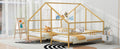 Metal Double Twin Size Triangular House Beds With Built In Table, Gold Box Spring Not Required Twin Gold Metal Metal