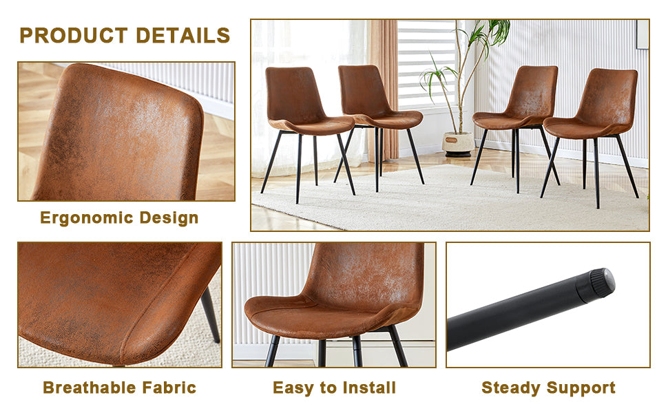 Table And Chair Set. Modern Dining Table With Mdf Top And Beautiful Mdf Legs. Comes With Brown Comfortable Chair With Seat And Metal Legs. Suitable For A Wide Range Of Decorative Styles. Brown,Wood Seats 6 Mdf
