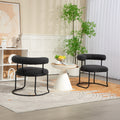Coolmore Boucle Dining Chairs Set Of 2, Mid Century Modern Curved Backrest Chair, Round Upholstered Kitchen Chairs Carbon Black Boucle Carbon Black Foam Mdf Metal