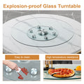 Double Layer Rotatable Round Glass.The Rotatable Design Makes It More Convenient To Retrieve And Place Items.The Upper Glass Has A Diameter Of 30.3 Inches, While The Lower Glass15 Inches. Transparent Glass