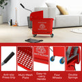 Homcom Mop Bucket With Wringer On Wheels For Floor Cleaning, 21 Quart, Separate Dirty And Clean Water, Red Red Plastic