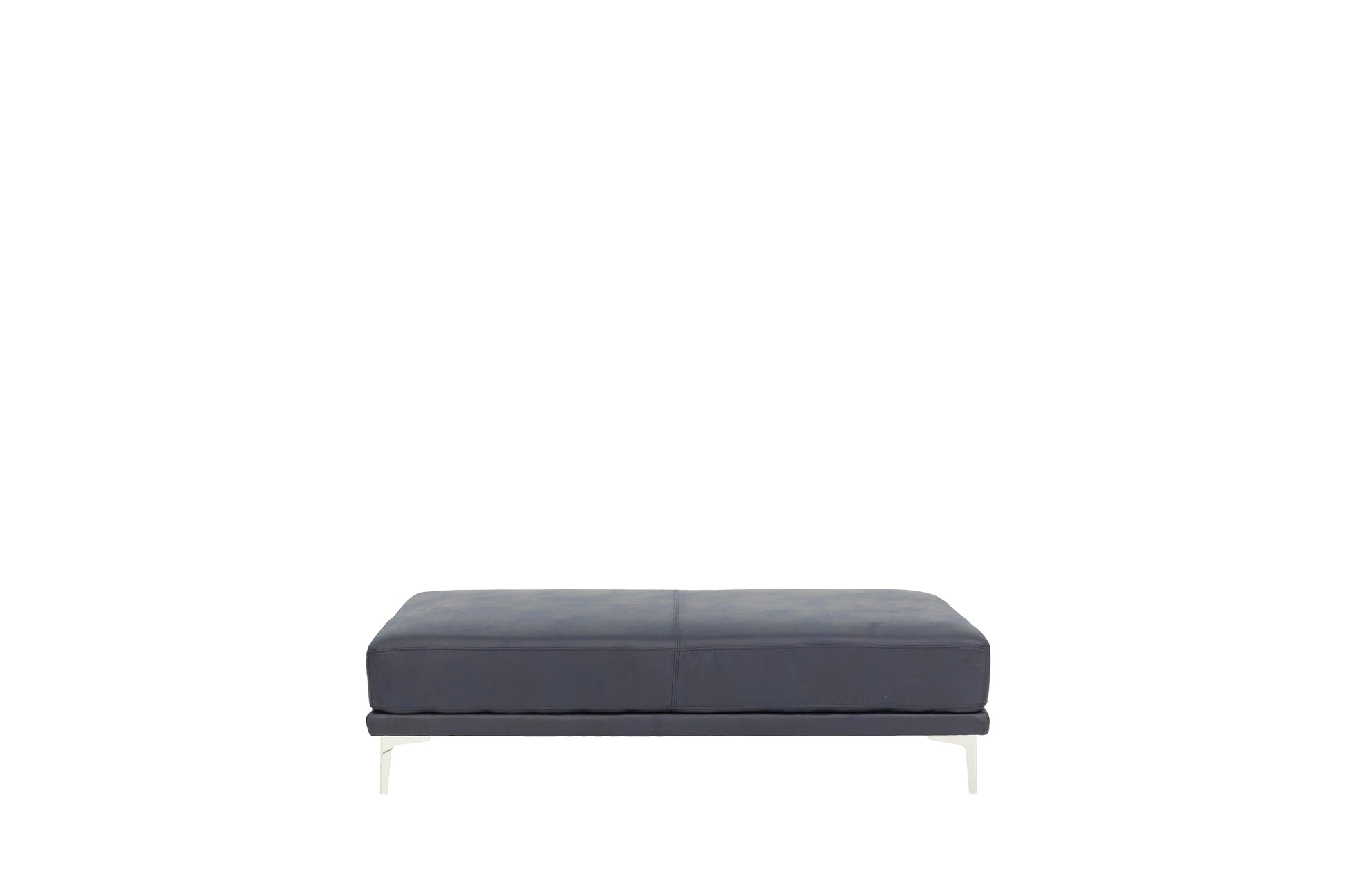 Modern Ink Blue Large Ottoman Metal Legs 1Pc Cocktail Ottoman Living Room Blue Faux Leather Primary Living Space Blue Contemporary,Modern Rectangle Bonded Leather