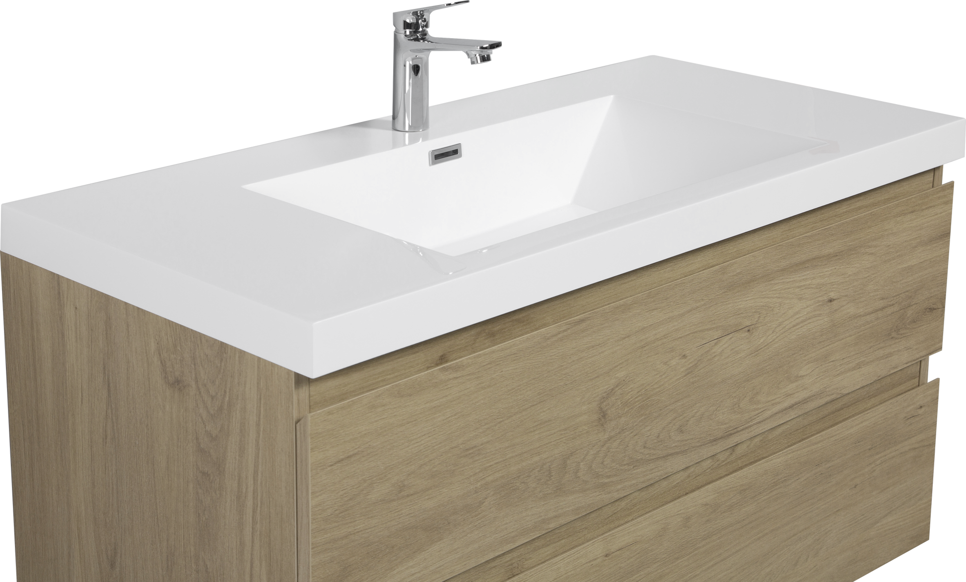 42" Floating Bathroom Vanity With Sink, Modern Wall Mounted Bathroom Storage Vanity Cabinet With Resin Top Basin And Soft Close Drawers, Natural Oak 24V11 42No White Oak Wood