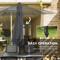Outsunny 8 Piece Patio Dining Set With Table Umbrella, 6 Folding Chairs And Rectangle Dining Table, Outdoor Patio Furniture Set, Black Black Metal
