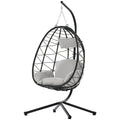 Egg Chair With Stand Indoor Outdoor Swing Chair Patio Wicker Hanging Egg Chair Hanging Basket Chair Hammock Chair With Stand For Bedroom Living Room Balcony Yes Sectional Light Gray Water Resistant