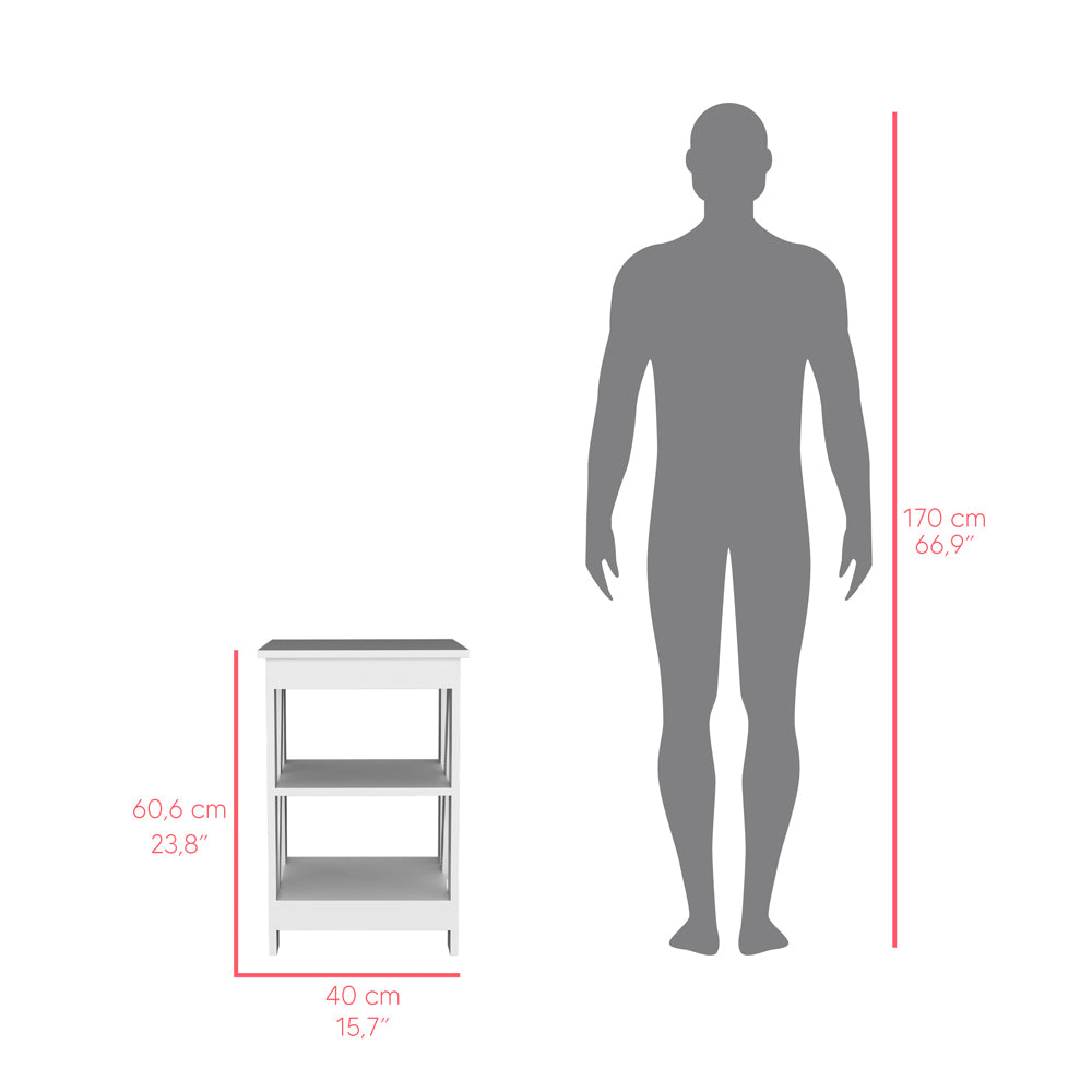 Side Table Rossville, Living Room, White White Particle Board Engineered Wood