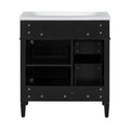 30'' Bathroom Vanity With Top Sink, Modern Bathroom Storage Cabinet With 2 Drawers And A Tip Out Drawer, Single Sink Bathroom Vanity Black Bathroom Solid Wood Mdf