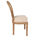French Country Dining Chairs With Round Back Set Of 2, Upholstered, Solid Wood Legs, Accent Side Chairs For Living Room, Wedding Event Cream Cushion Cream Light Brown Dining Room Round Modern Banquet Chair Rubberwood Cotton Linen Rubber Wood