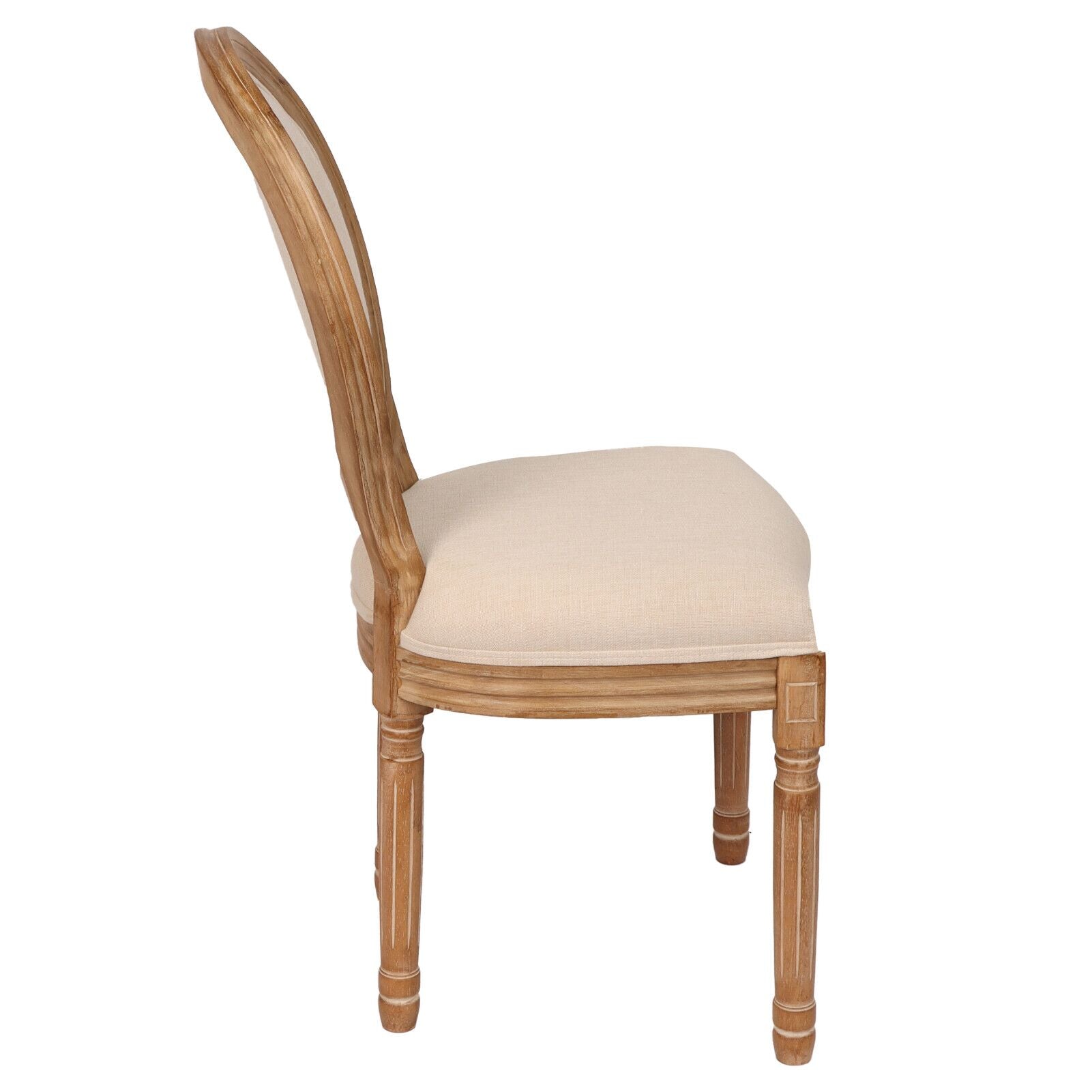 French Country Dining Chairs With Round Back Set Of 2, Upholstered, Solid Wood Legs, Accent Side Chairs For Living Room, Wedding Event Cream Cushion Cream Light Brown Dining Room Round Modern Banquet Chair Rubberwood Cotton Linen Rubber Wood