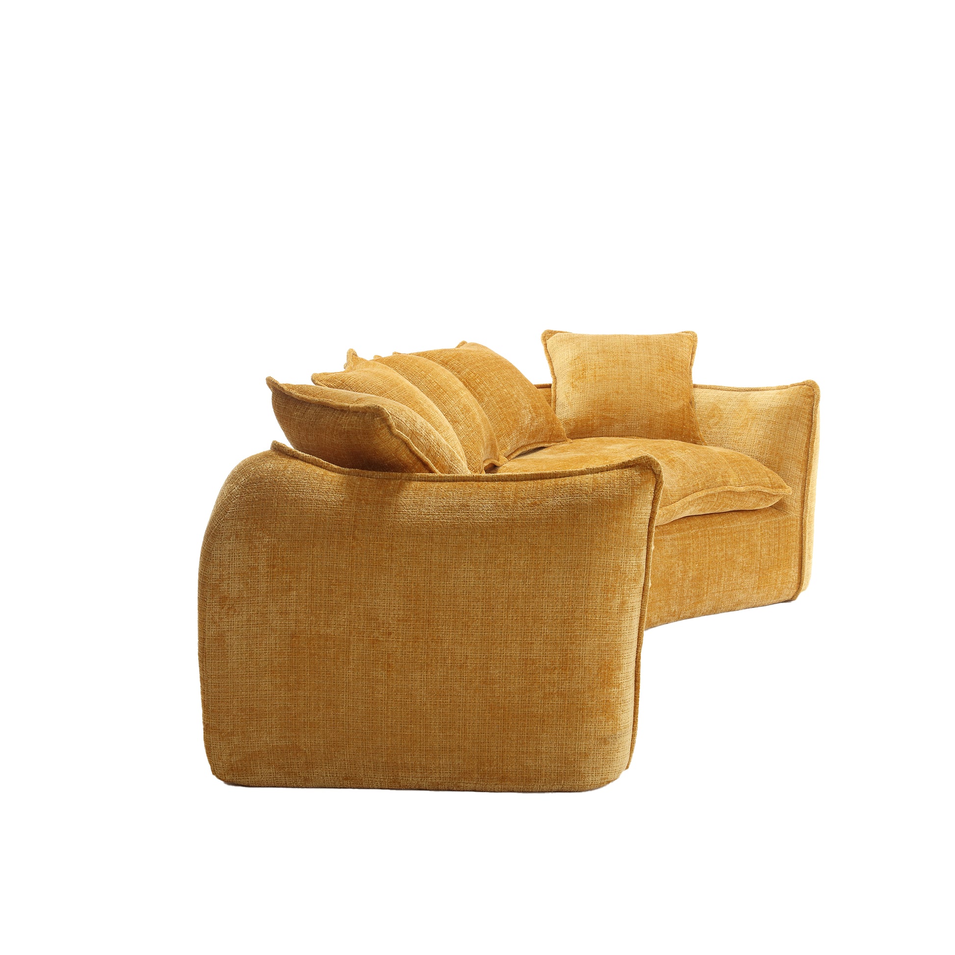 Modular Sectional Sofa, U Shaped Couch With Sofa For Five & Pillows, Modern Minimalist Chenille Fabric Large Comfy Cloud Sofas, Living Room Furniture Sets Mustard Yellow Chenille 5 Seat