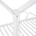 Full Size Metal Bed House Bed Frame With Shelves And Lights, White Full White Metal & Wood