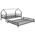 Metal House Bunk Bed, Twin Over Full, Black Full Black Metal