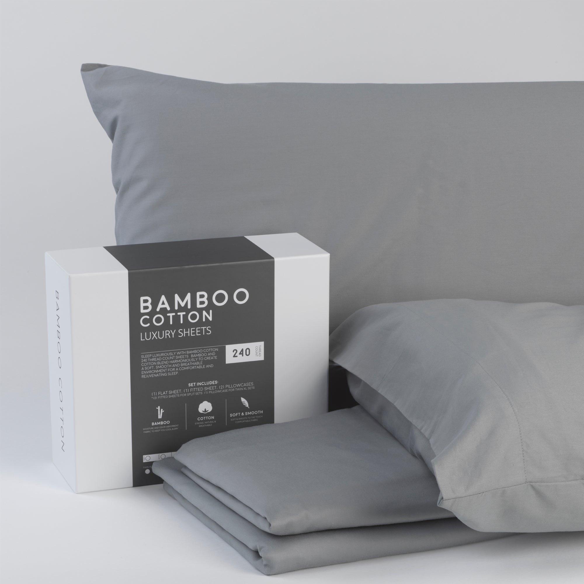 Bamboo Cotton Sheets Soft And Smooth With Viscose From Bamboo Grey King Split Head White Charcoal Cotton