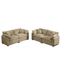 Modern Fabric Living Room Sofa Two Piece Set, Two 2 Seater Sofas With 8 Cushion Upholstery Large Deep Seat Recliner, Tan Corduroy Fabric Tan Corduroy 4 Seat