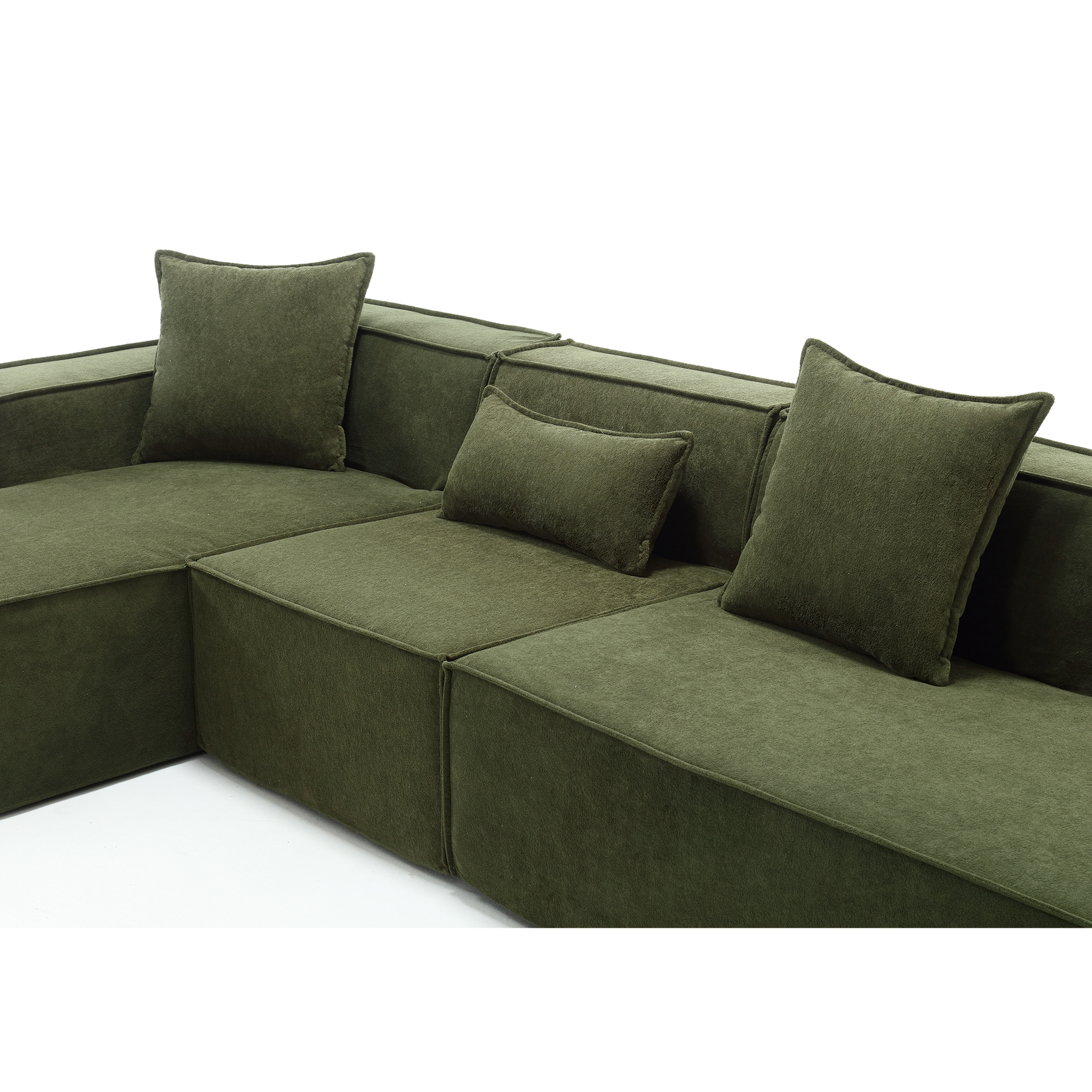 Modular Combination Living Room Sofa Set, Modern Minimalist Sofa, Free Installation Sofa, L Shaped, Italian Minimalist Tofu Block Sofa, Right Hand Facing,Terrycloth Fabric,Green Green Polyester Primary Living Space Soft Modern Polyester 3 Seat