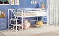 Mid Loft Bed With Storage Stairs, Twin, White Twin White Mdf Metal