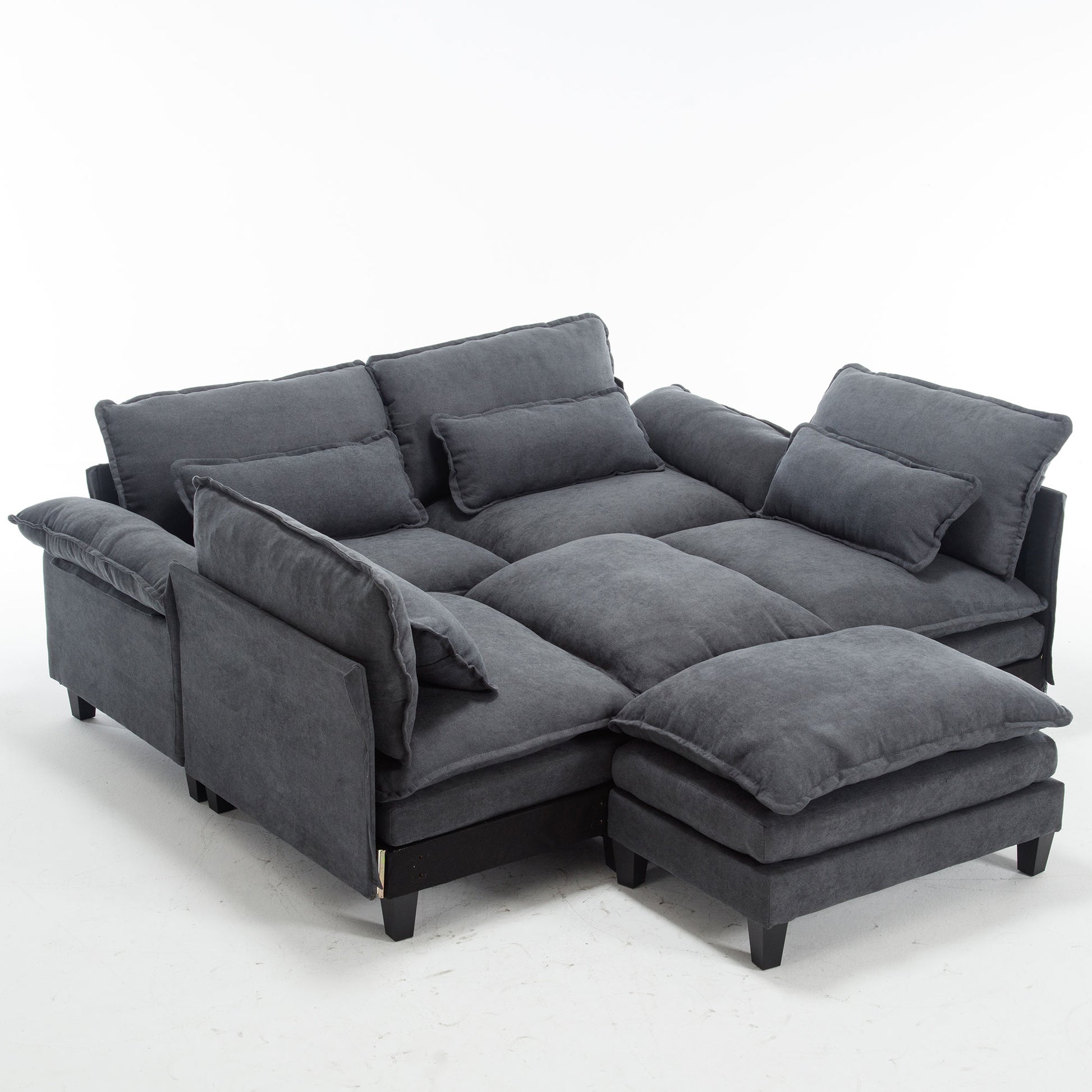 154.8" Oversized Modular Sofaice Velvet Large U Shaped Couch Comfy Upholstered 4 Seat Sofa With 2 Ottoman, 4 Lumbar Pillow, Deep Seat Couch For Living Room Dark Gray Primary Living Space Modern Foam Polyester 6 Seat
