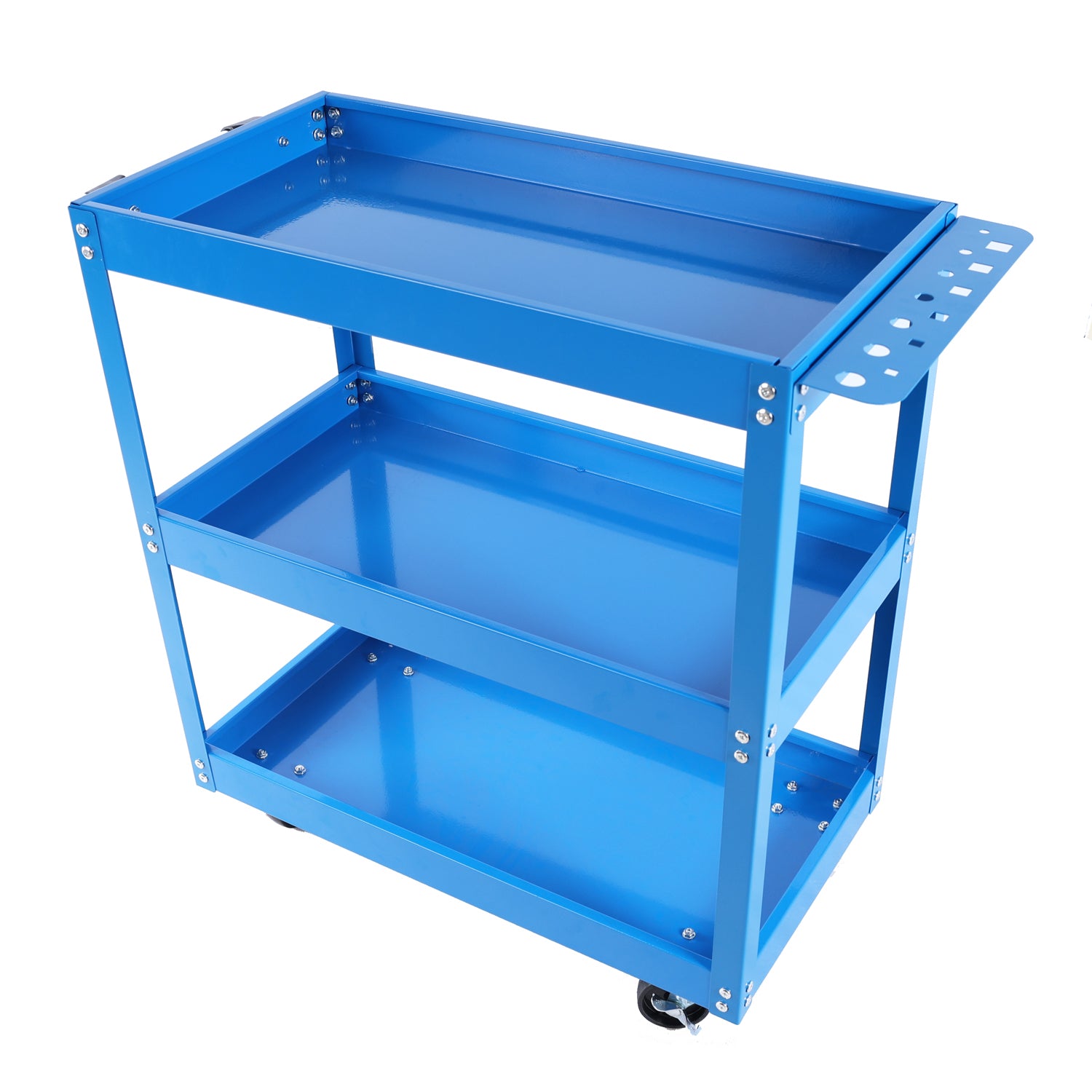 Tool Cart On Wheels, 3 Tier Rolling Mechanic Tool Cart, Heavy Duty Steel Utility Cart W Lockable Wheels, 450 Lbs Capacity Industrial Service Cart For Garage, Warehouse, Workshop Bright Red Blue Abs Steel Q235