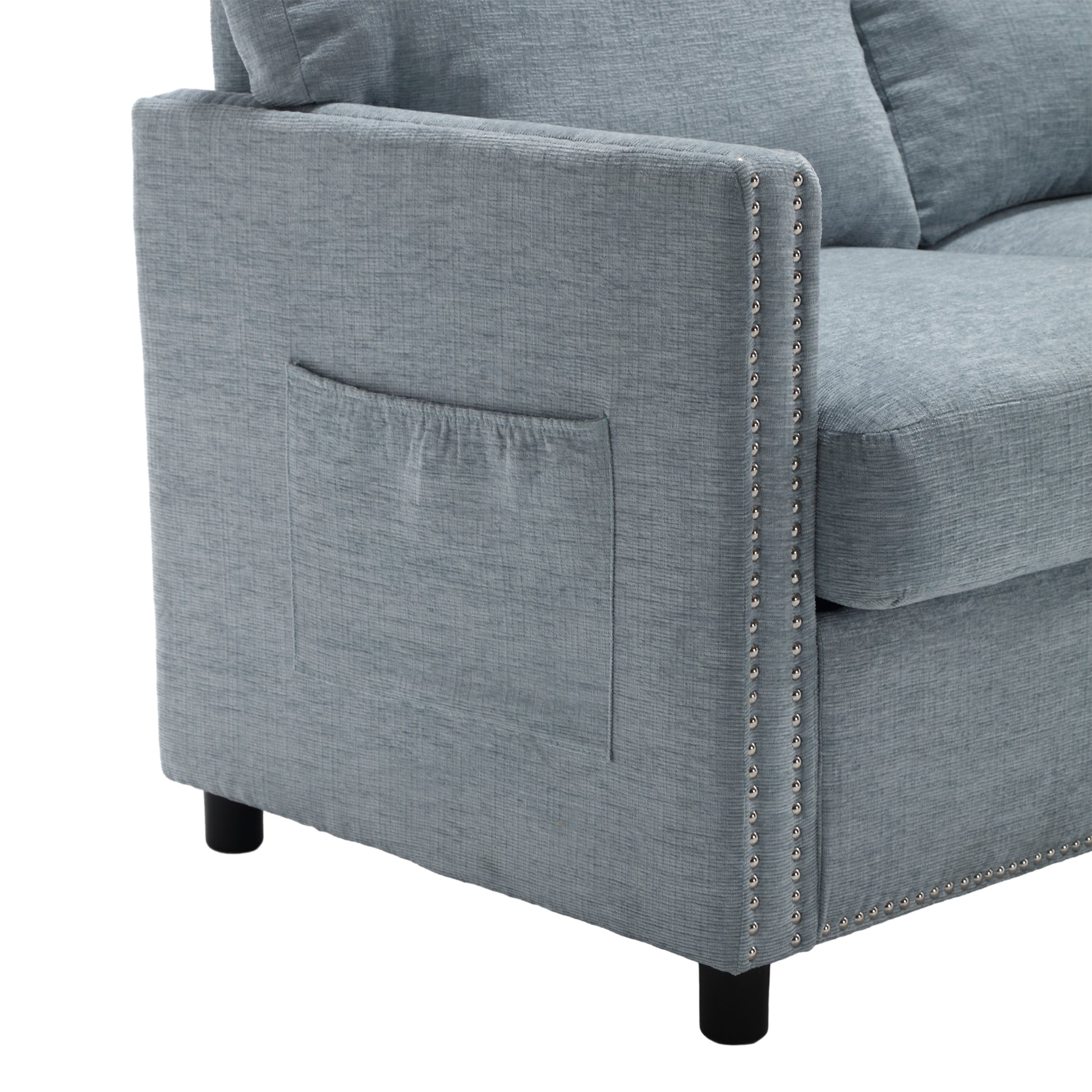 United Modern Chenille Fabric Loveseat, 2 Seat Upholstered Loveseat Sofa Modern Couch Teal Blue Chenille 2 Seat