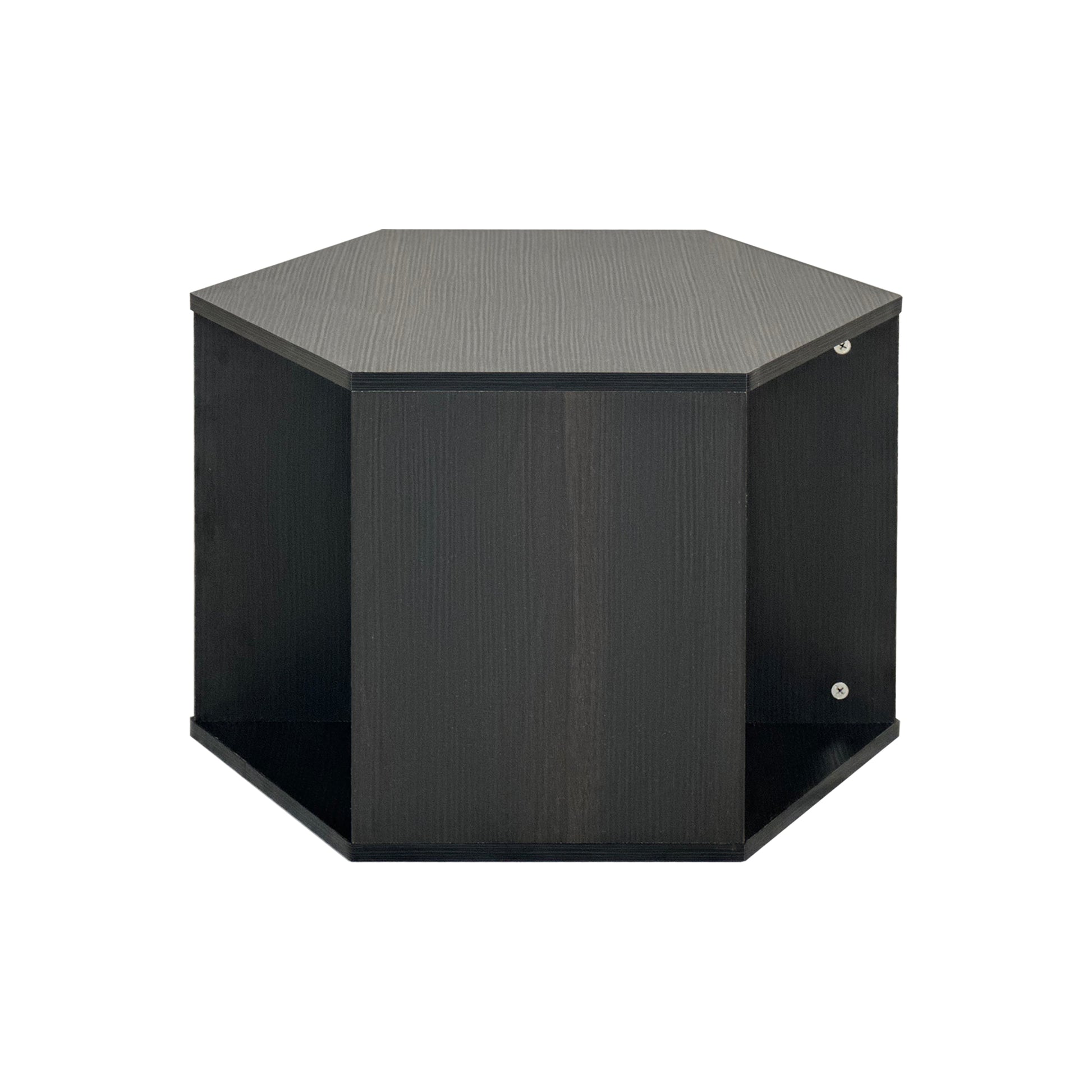 47.24'' Hexagonal Coffee Table Side Table Nightstand Burmese Sumac 2Pcs Black Brown Mdf