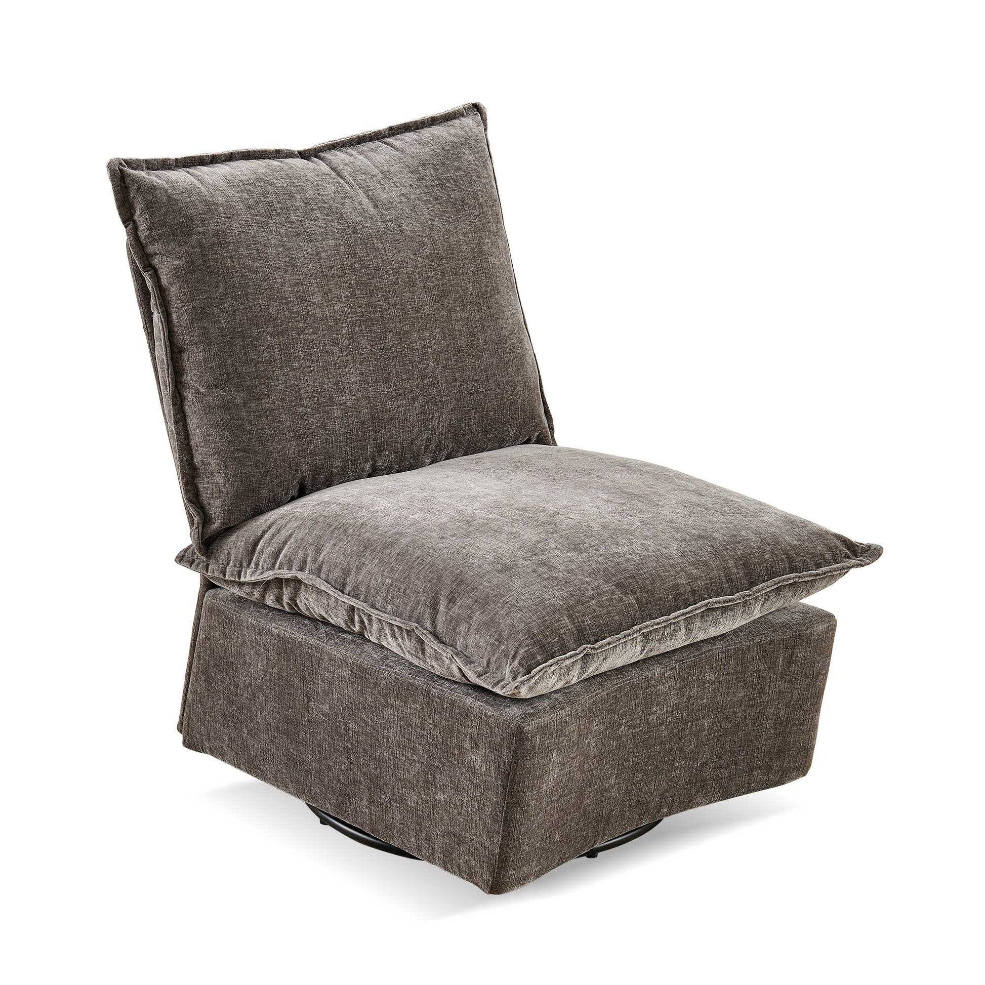Detachable Dark Grey Chenille Single 360 Swivel Rocking Rocker,360 Swivel Sofa Chair & Single Sofa Lounge, Comfortable Seating For Living Room & Bedroom,Dark Gray Sofa 1Pc Dark Gray Primary Living Space Modern Foam Chenille