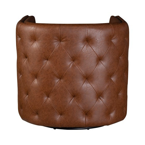 Capstone Tufted Barrel Swivel Chair Brown Wood