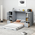 Twin Size Murphy Bed With Drawers, Cabinets And Usb Ports,Gray Twin Gray Mdf Lvl