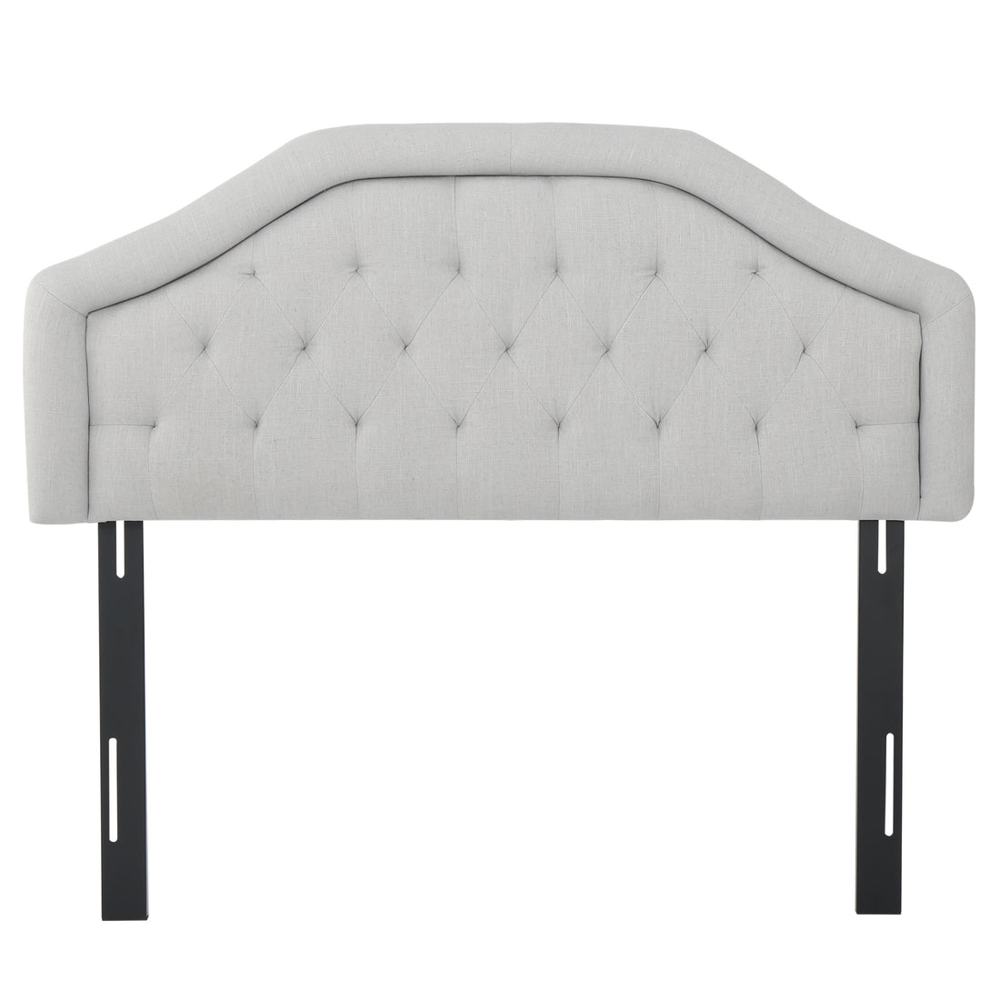 Upholstered Headboard, Diamond Tufted Design For Full Size Bed, Arched Structure, Easy Assembly, Light Grey Light Grey Fabric