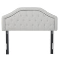 Upholstered Headboard, Diamond Tufted Design For Full Size Bed, Arched Structure, Easy Assembly, Light Grey Light Grey Fabric