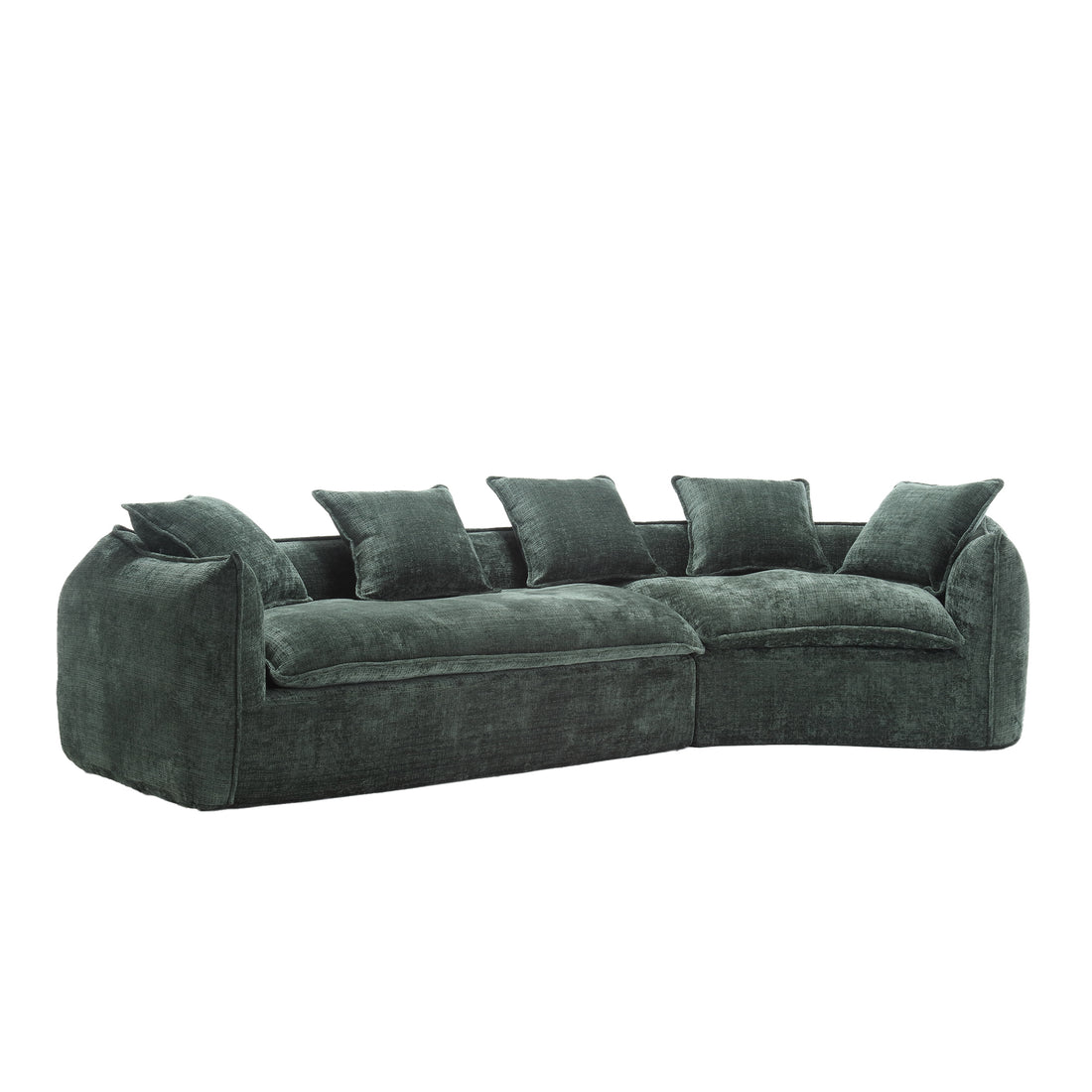 Modular Sectional Sofa, U Shaped Couch With Sofa For Five & Pillows, Modern Minimalist Chenille Fabric Large Comfy Cloud Sofas, Living Room Furniture Sets Emerald Chenille 5 Seat