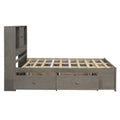 Queen Size Platform Bed With Storage Headboard And 8 Drawers, Gray Box Spring Not Required Queen Gray Wood Bedroom Bed Frame Solid Wood Mdf