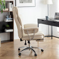 Office Chair, Big And Tall Executive Office Chair With Footrest, Leather Computer Chair, Ergonomic Reclining Chair High Back With Lumbar Support, Large Home Office Chair Beige Beige Pu Leather