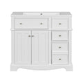 36'' Bathroom Vanity With Resin Sink Combo, Solid Wood Frame Bathroom Storage Cabinet, Freestanding Vanity Set With 3 Drawers& Adjustable Shelf White Bathroom Modern Solid Wood Mdf Resin