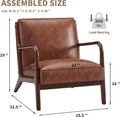 Living Room Accent Arms Bedroom,Office,Apartment, Reading Chair, Single, Faux Leather Brown Brown Wood