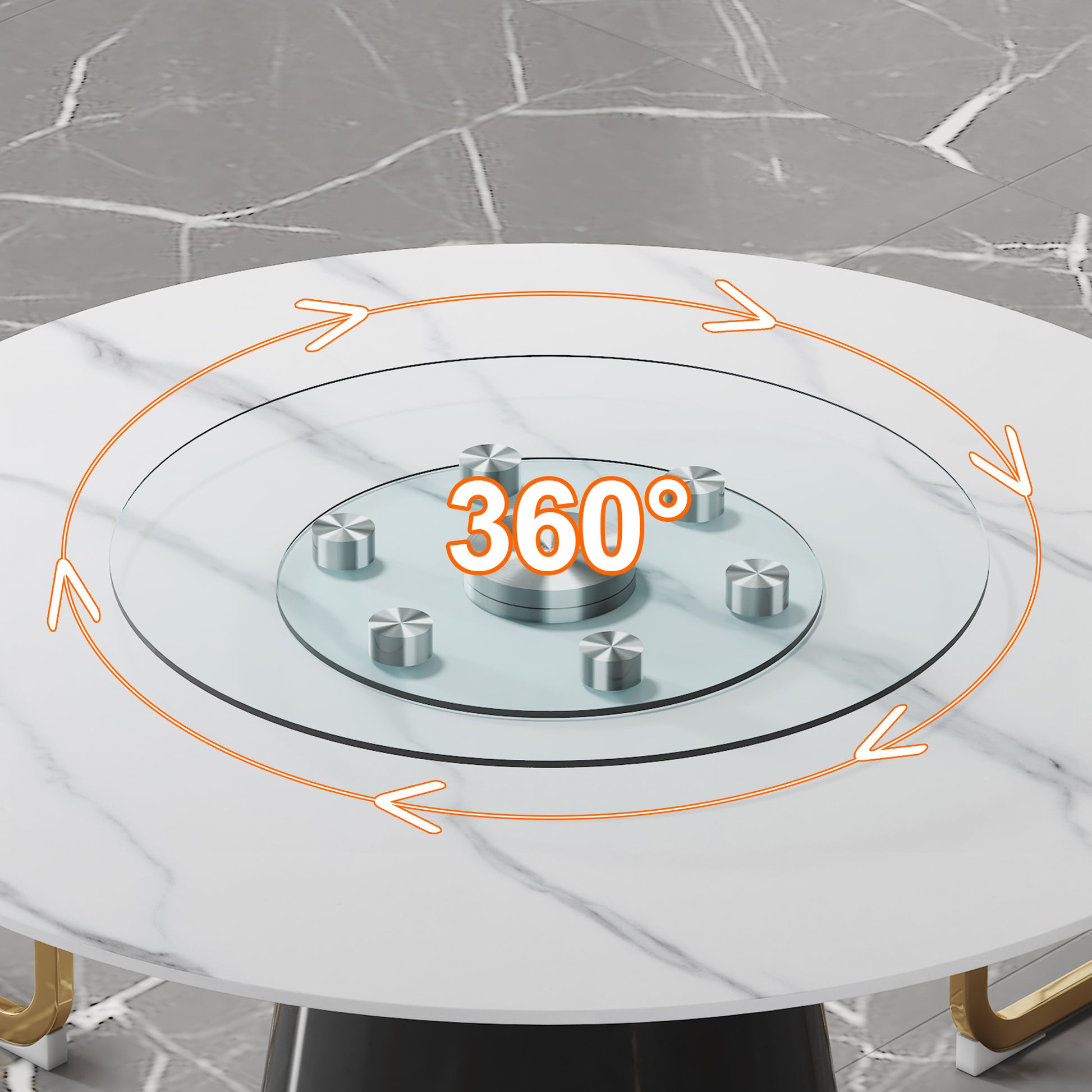 Double Layer Rotatable Round Glass.The Rotatable Design Makes It More Convenient To Retrieve And Place Items.The Upper Glass Has A Diameter Of 24 Inches, While The Lower Glass15 Inches. Transparent Glass