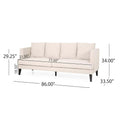 Mirod Comfy 3 Seat Sofa With Tufted Back And Arm, Modern For Living Room Beige Fabric 3 Seat