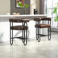 Coolmore Bar Stools Set Of 2, Modern Bar Stool With Back, Black Metal Frames, Upholstered Bar Stools For Kitchen Island, Pub, Club Dark Brown Pu Dark Brown Dining Room Foam Pu Leather