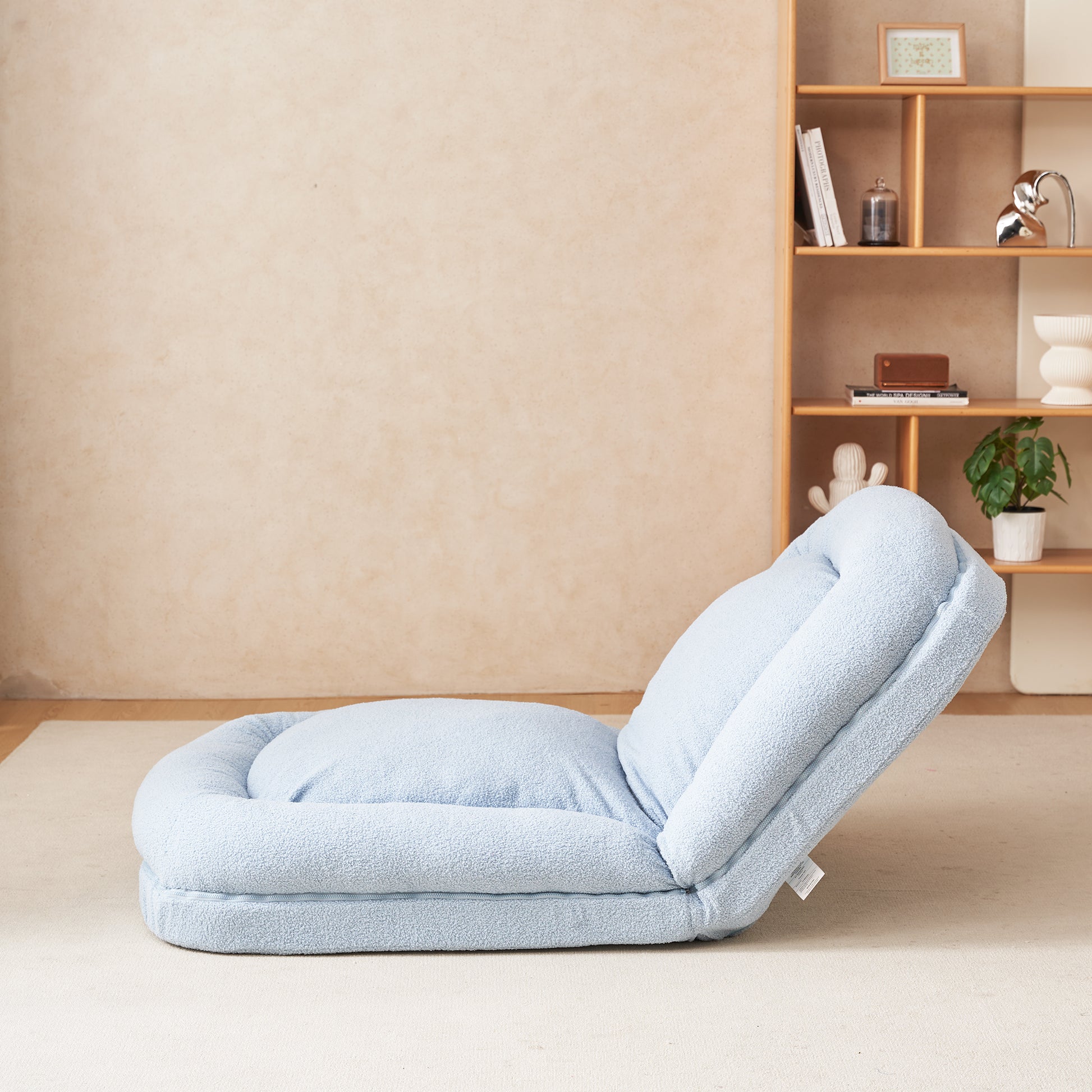 Triple Fold Down Sofa Bed,Blue Blue Metal Cotton Metal